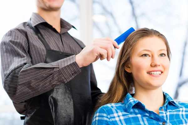 Hairdresser and client