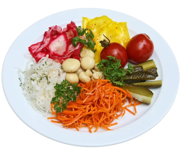 Pickled vegetables, tomatoes, cabbage, pickles, pickled mushrooms, carrots Korean