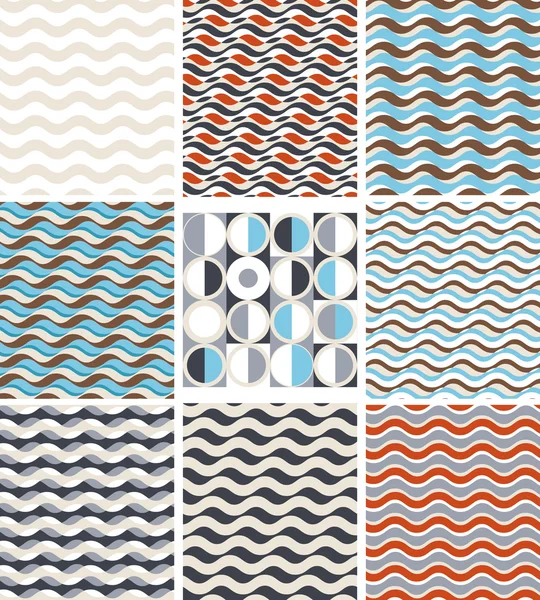 Waves - set of geometric seamless patterns