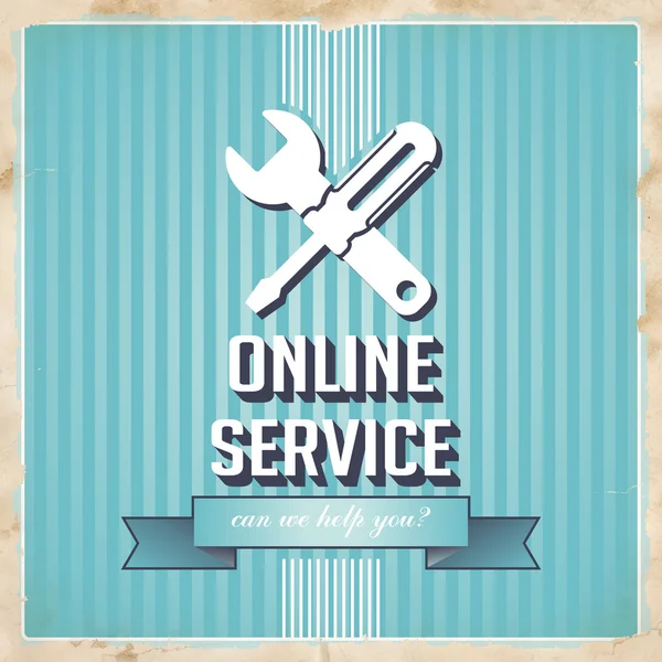 Online Service Concept on Blue in Flat Design.