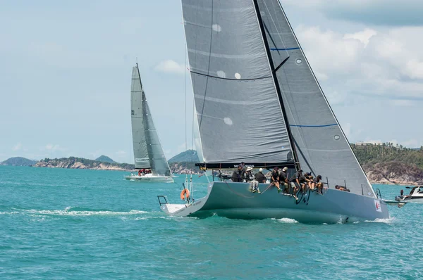 Racing yachts in a sea