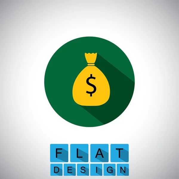 Flat design icon of cash bag, saving dollars - vector graphic