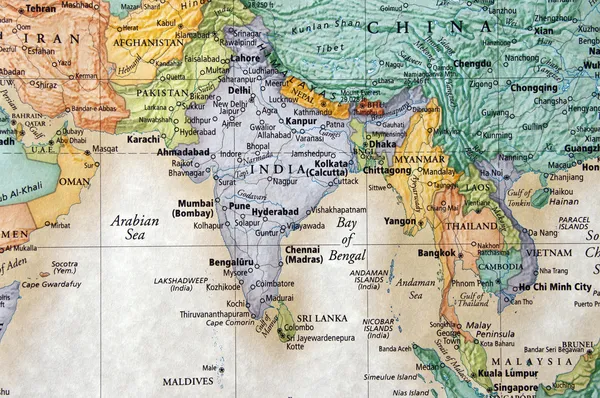 Map of India and surrounding countries