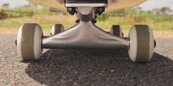 Closeup to skateboard trucks