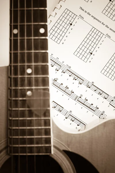 Acoustic Guitar on music note sheet