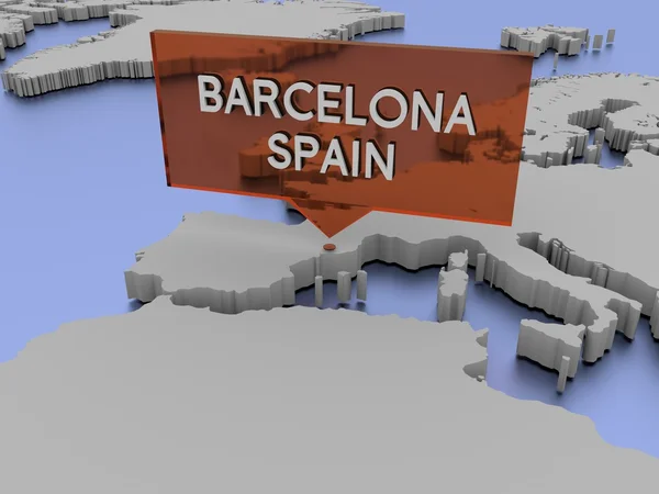 3d 世界地图图-巴塞罗那西班牙 - 图库照片kova