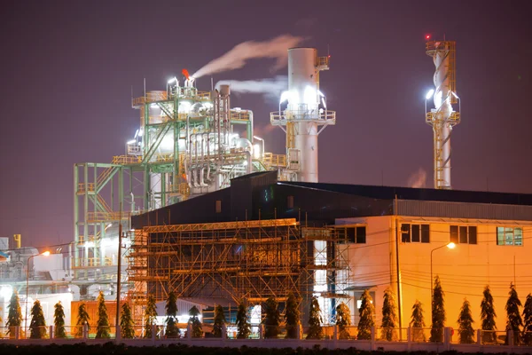 Industry boiler in Oil Refinery Plant at night