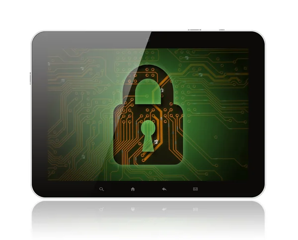 Tablet PC with circuit background and lock