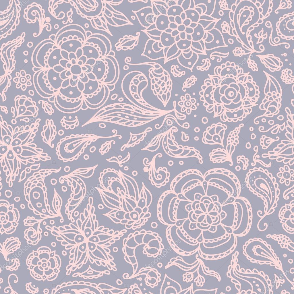 Seamless abstract floral pattern or pink grey background — Stock Vector
