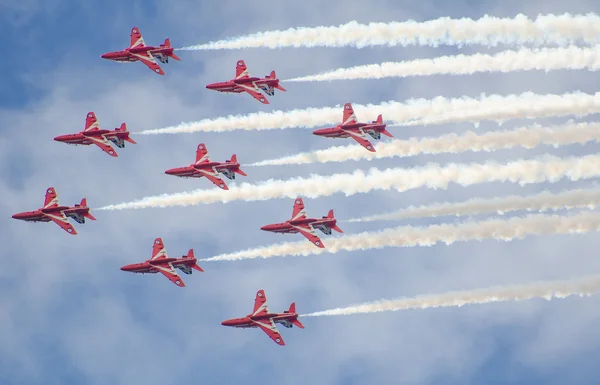 TALLINN BAY, ESTONIA - 23 JUNE, Red Arrows Royal Air Force Aerobatic Display above Tallinn Bay at 23.06.2014