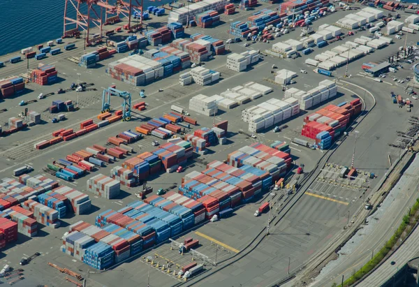 Freight Trucks Leaving Large Port