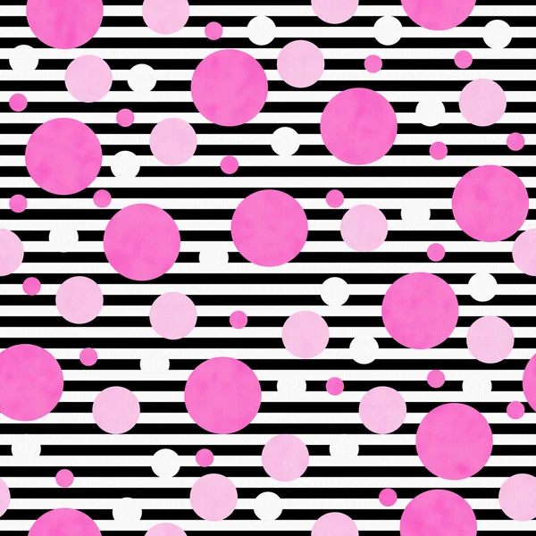 Pink, White and Black Polka Dot Fabric Background