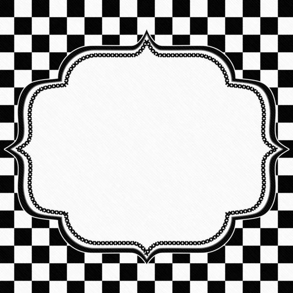 Black and White Checkered Frame with Embroidery Background