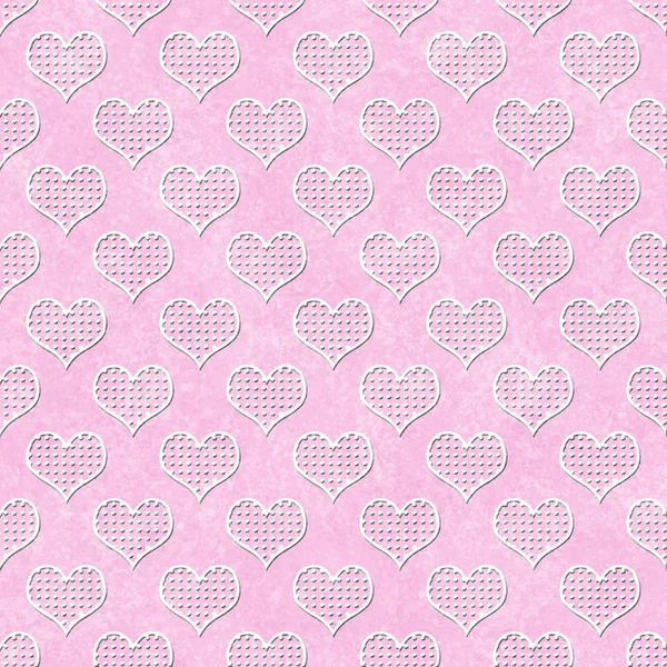 Pink and White Polka Dot Hearts Pattern Repeat Background