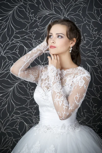 Beautiful woman in white wedding dress