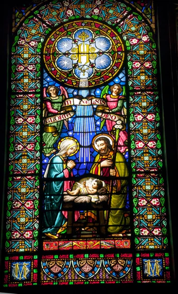 Stained Glass Nativity Baby Jesus Mary Monastery Montserrat