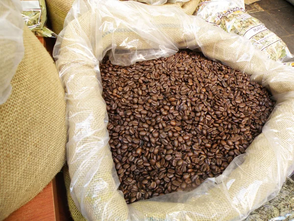 Dark Coffee Beans in a Big Bag for Sale