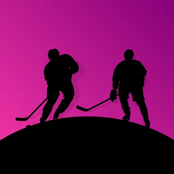 Active young man ice hockey sport silhouette skating in winter s
