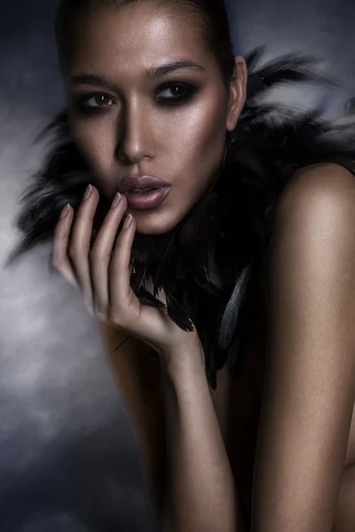 Fashion Woman Portrait. Vogue Style Model. Stylish Makeup and Ma