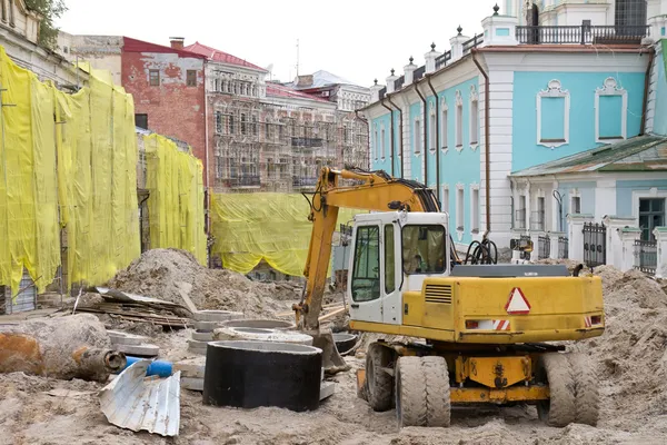 Road repairing. Andreevsky descent in Kyiv, Ukraine.