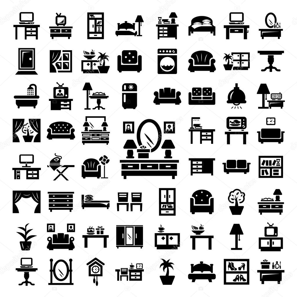 Big furniture icons set — Stock Vector © Chistoprudnaya #32331697
