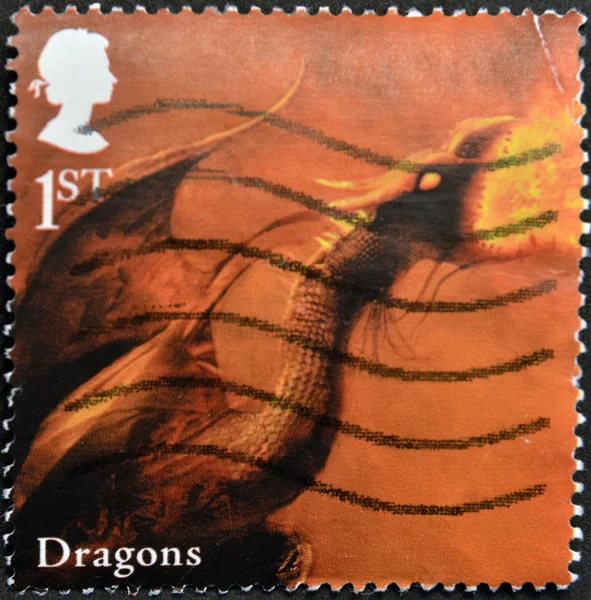 UNITED KINGDOM - CIRCA 2009: A stamp printed in Great Britain dedicated to Mythical Creatures, shows dragon, circa 2009