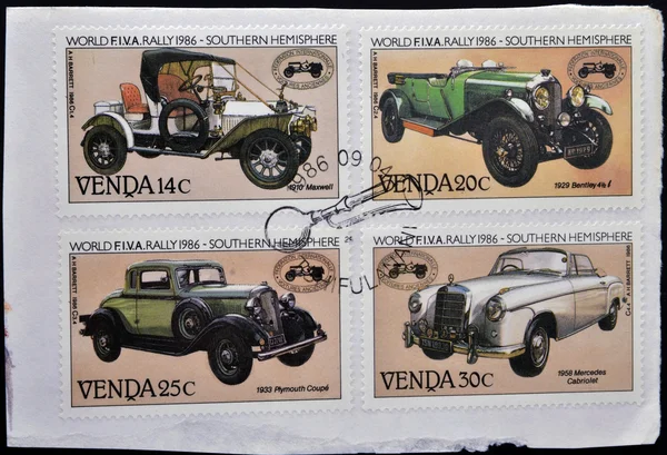 VENDA (SOUTH AFRICA) - CIRCA 1986: Stamps printed in South Africa shows Historic cars, circa 1986