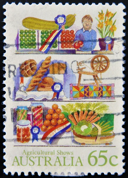 AUSTRALIA - CIRCA 1987: A stamp printed in Australia shows farm products, Agricultural Shows series, circa 1987