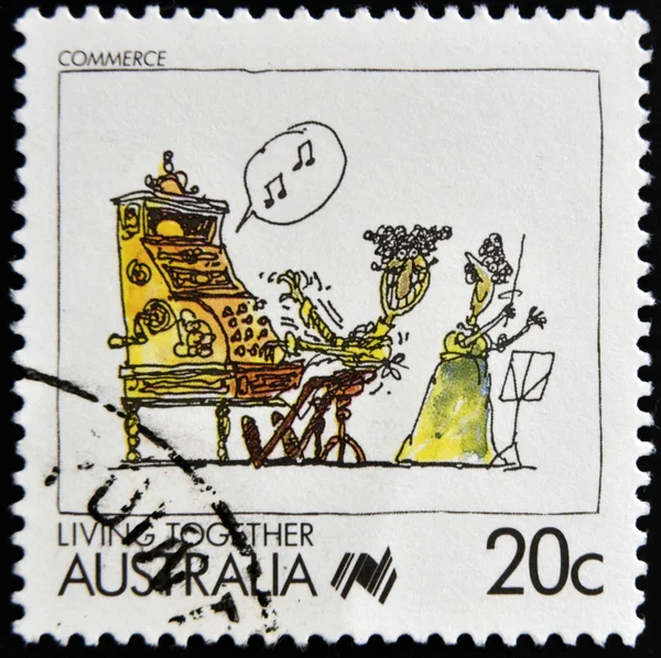 AUSTRALIA - CIRCA 1988: A stamp printed in Australia shows Living Together, celebrating commerce, circa 1988
