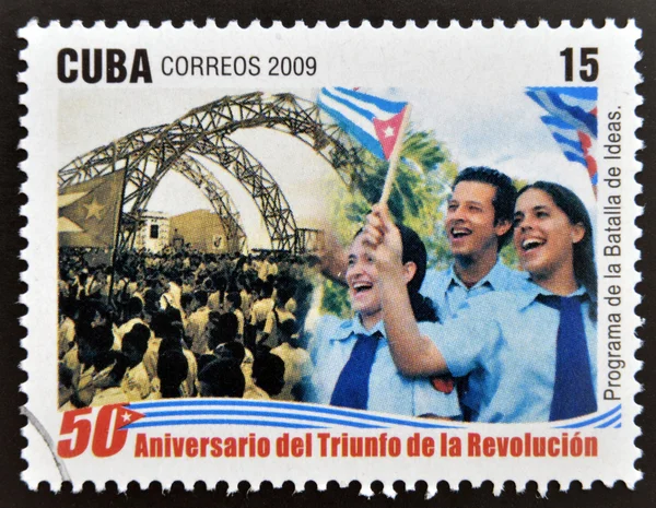 CUBA - CIRCA 2009: A stamp printed in cuba dedicated to 50 anniversary of the triumph of the revolution, shows program of the battle of ideas, circa 2009