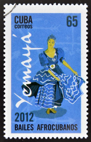 CUBA - CIRCA 2012: Stamp printed in Cuba dedicated to Afro-Cuban dance and Yoruba gods, shows Yemaya, circa 2012