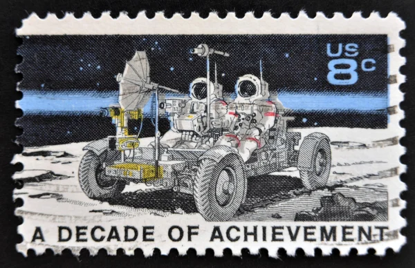 USA - CIRCA 1971: A stamp printed in United States of America shows Lunar Rover, Apollo 15 moon exploration mission July 26-August 7, circa 1971