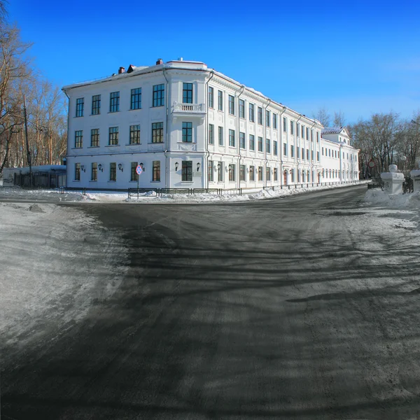A winter road in children\'s secondary school.