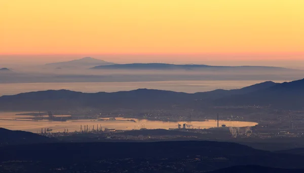 Bay of Algeciras and the Strait of Gibraltar at dusk