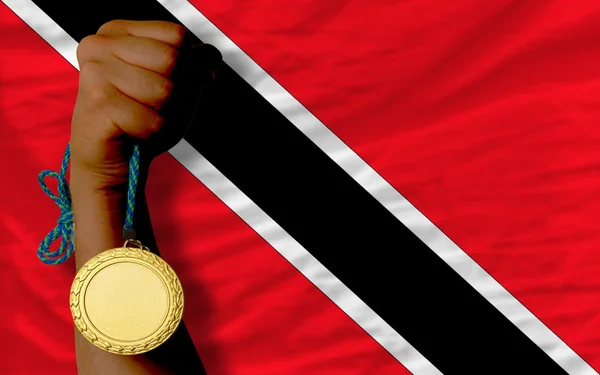 Gold medal for sport and national flag of trinidad tobago