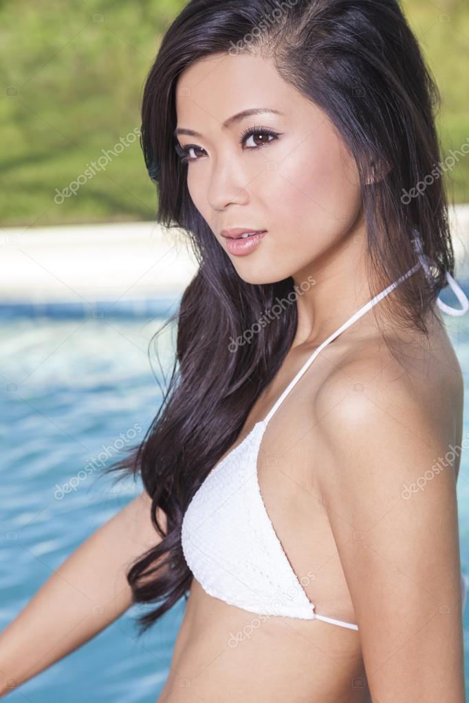 Pretty Chinese lady in swimming pool with XL big size page 