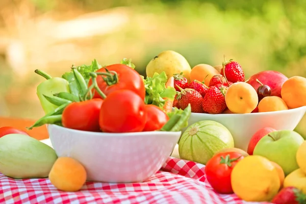 Fresh organic fruits and vegetables on a table