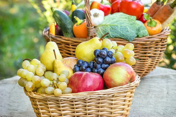 Organic fruits in wicker basket