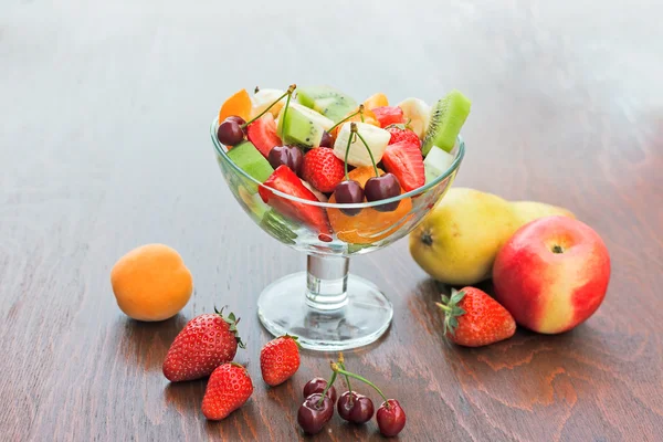 Fruit salad prepared with fresh organic fruits