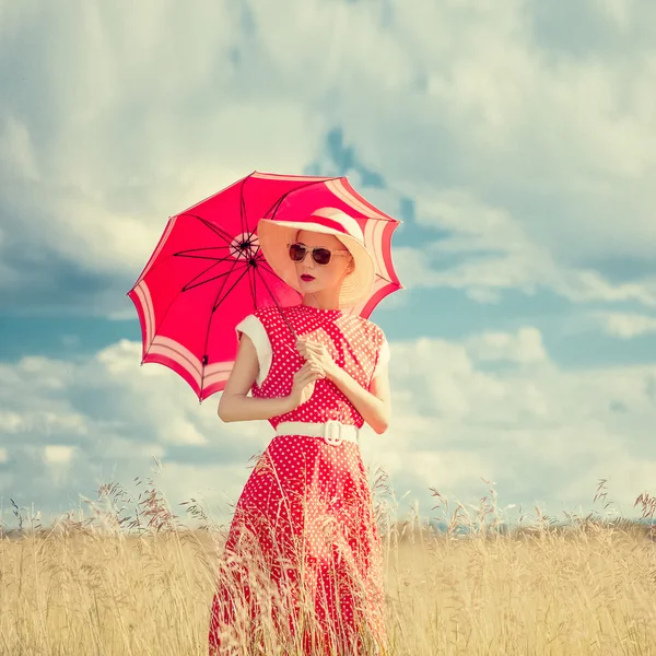 Girl in retro style Outdoors