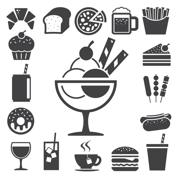 Fast food and dessert icon set.