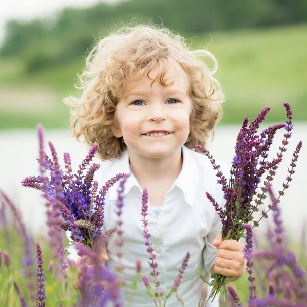 Child in spring field