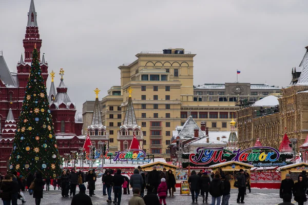 Moscow Red Square In Cloudy Winter Day