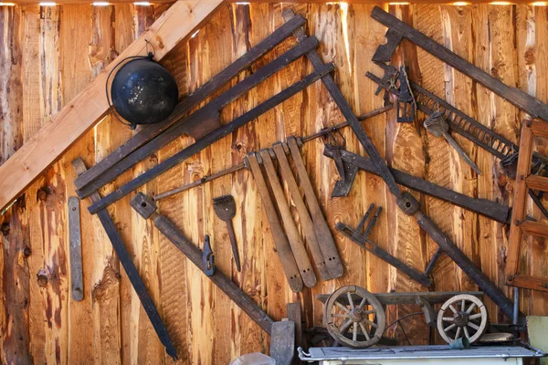 Old tools in wood shed