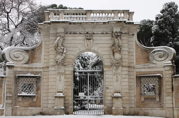 Villa Celimontana portal under snow