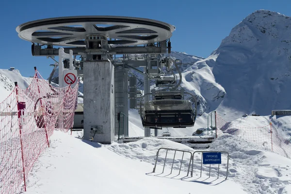 Ski lift chairs in the mountains