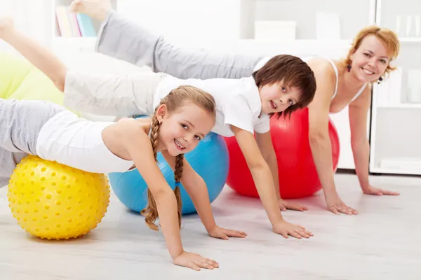 Healthy doing balancing exercise at home