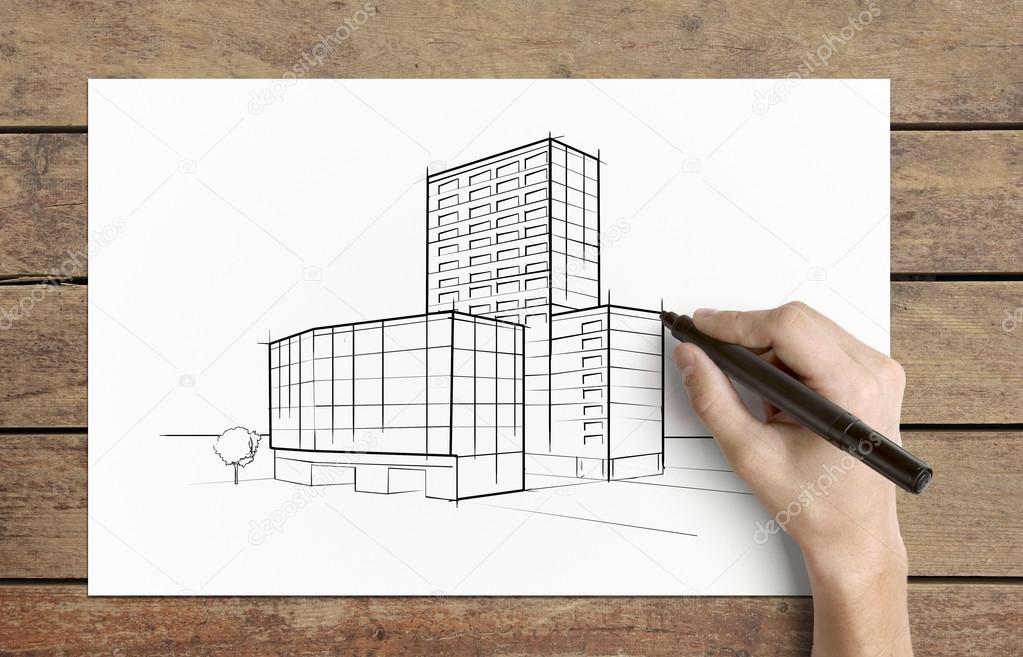 Zeichnung Hochhaus — Stockfoto © peshkova 12679722