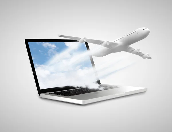 Laptop with airplane