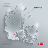 丹麦地图与国旗图标。矢量图 - 图库矢量图像 